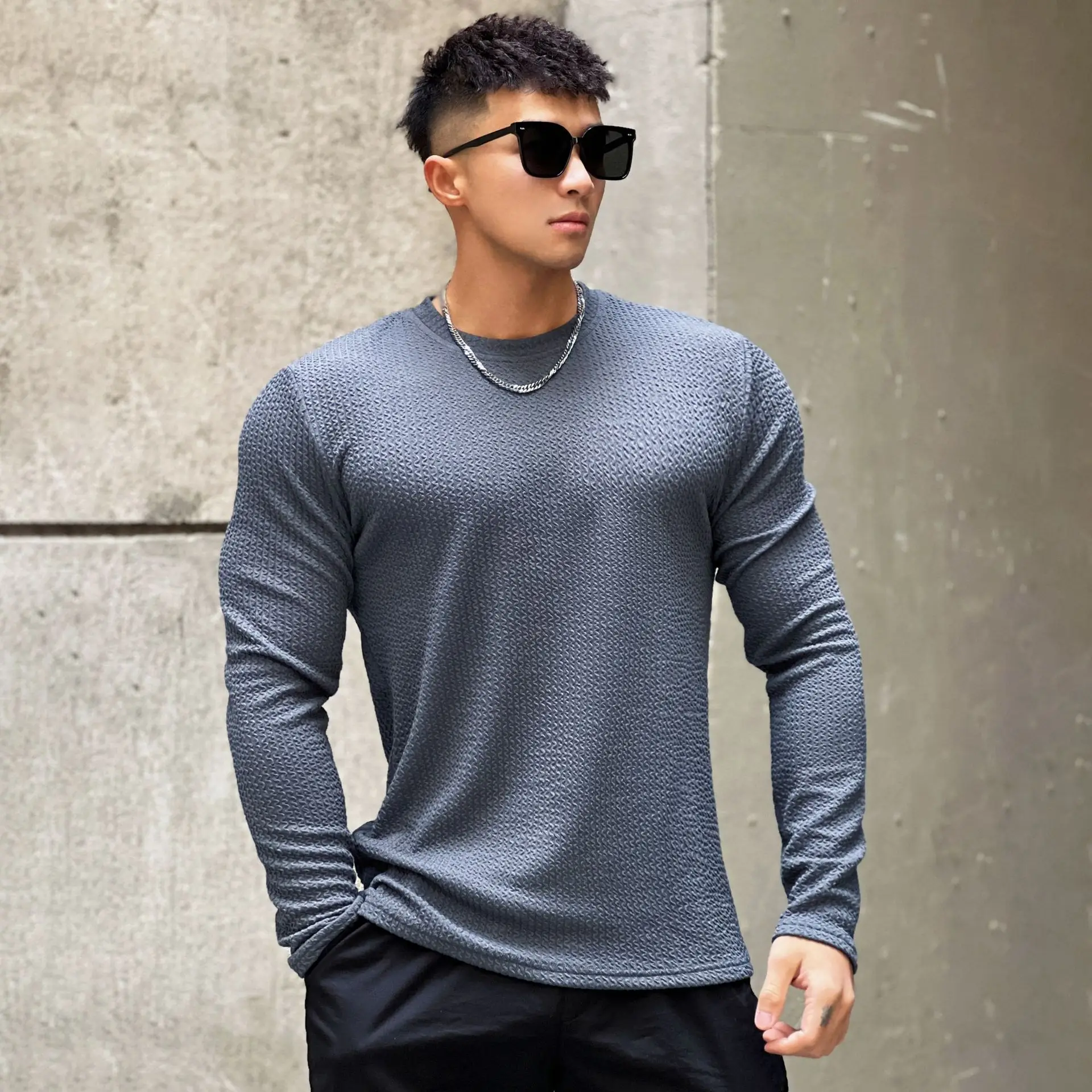 Mens Long Sleeve T-Shirts For Men 5 Pack Sports Gym T Shirts Breathabl