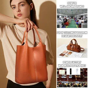 Factory Wholesale  Womens Vintage Genuine Leather Shoulder Bag OEM/ODM High Quality Tote Bag for Ladies Manufacturer Custom Logo