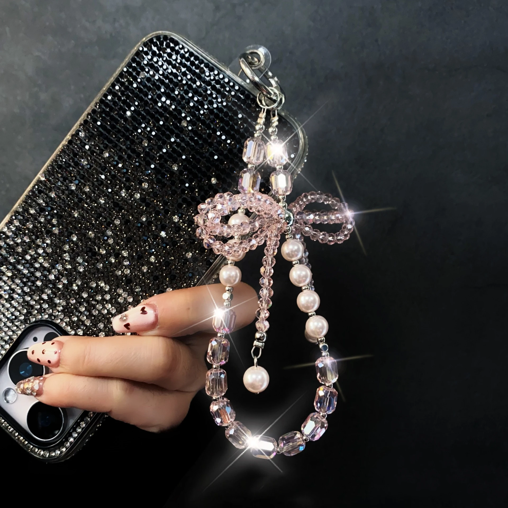 Keychain Phone Case With Beaded Strap Beaded Phone Wrist Strap, Cellphone Lanyard Chain, Keychain, Sparkling Wristlet Keychain Phone Case With Beaded Strap Beaded Phone Wrist Strap, Cellphone Lanyard Chain, Keychain, Sparkling Wristlet