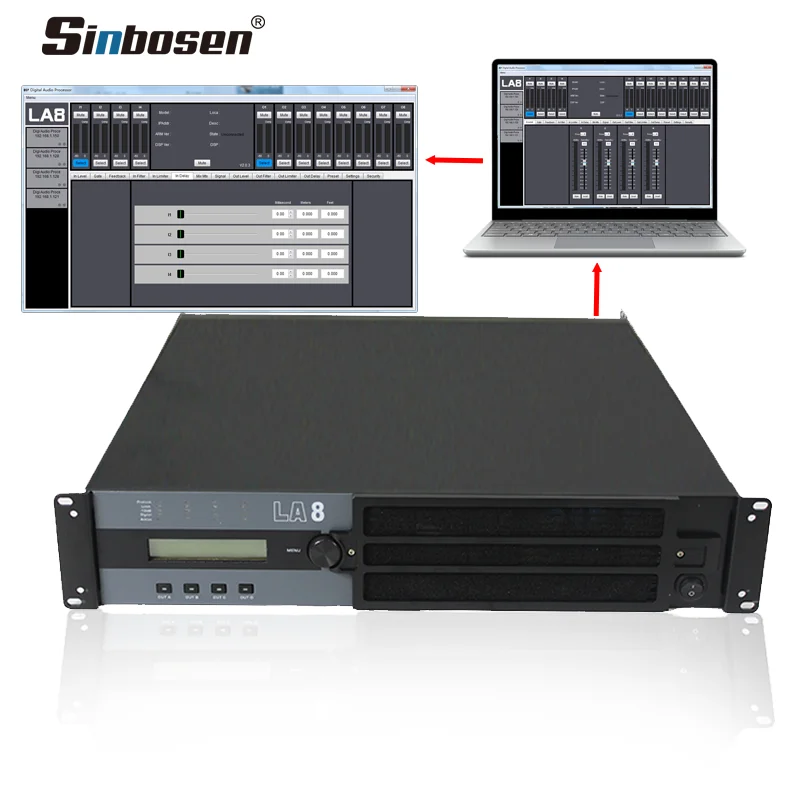 LA8 Professional Class 2000W 4-Channel Power Karaoke Stereo Amplifier TD Audio Stage DSP Module Receiver & Amplifiers