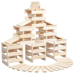 100-Piece Pine Wood Construction Building Blocks Children's Kindergarten Toy for Exercise Focus Hand-Eye Coordination