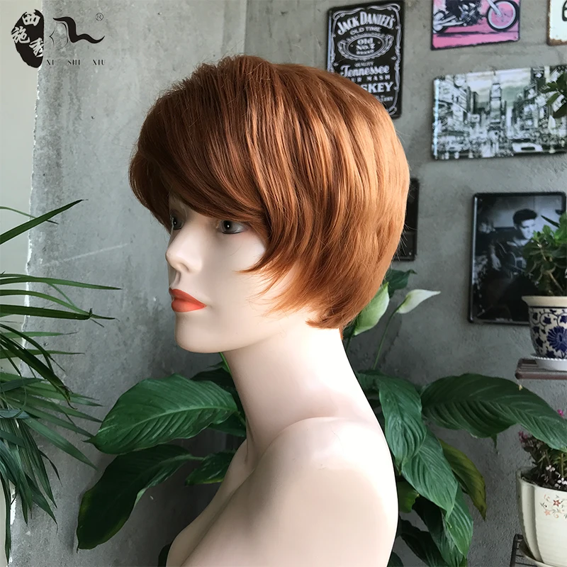 XISHIXIU Hair Wholesale vendors Ombre Blonde  Brown BURG Short Straight natural wig Synthetic hair Wigs for Women