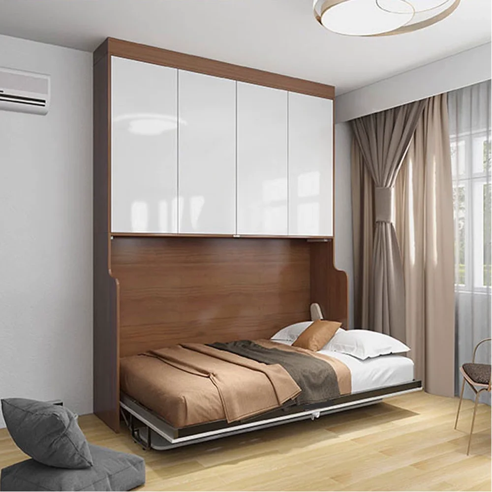 Transitional Engineered Lift up Storage Bed Upholstered Heavy Duty Horizontal Mounting Bed Living Room Hotel Furniture