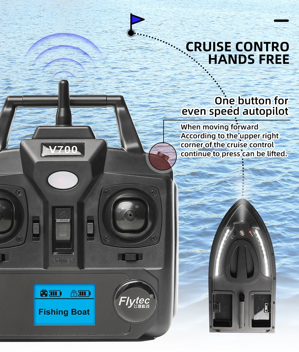Fixed Speed Cruise Remote Control Fishing Finder Boat With Gps Mode