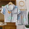 Nns-lapel pajamas gray dinosaur