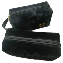 Custom Logo Portable Small Zipper Clutch Bags Women Travel Wash Storage Organizer Wristband Make up Pouch Velvet Cosmetic Bag