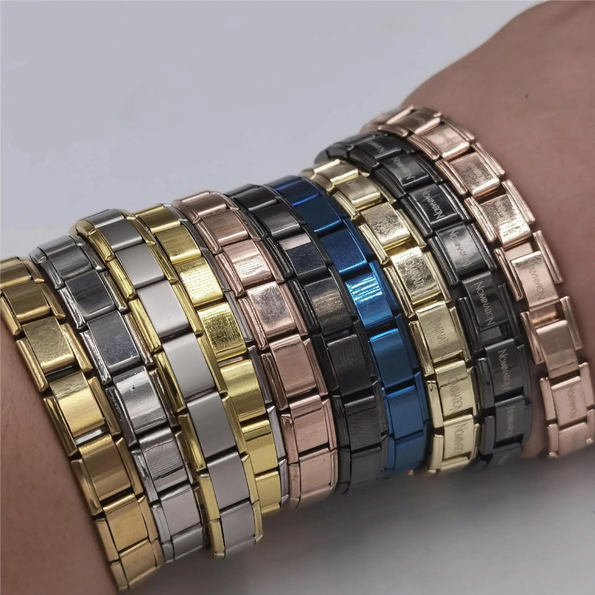 Wholesale 9mm Stainless Steel Women Men Patten Mixed Lot Charms Links  Italian Charm Bracelet Pulsera De La Suerte