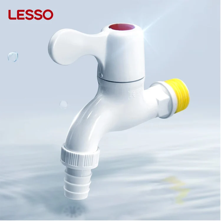 LESSO Easy Installation Durable Sink Basin Tap White Pvc Quick Connect Washing Machine Bathroom Plastic Water Faucet