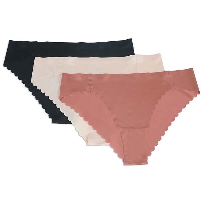 Factory Custom Seamless Traceless Ice Silk Female Underwear Invisibles Bragas Sin Costuras De Mujer  Wave Cut Panties for Women