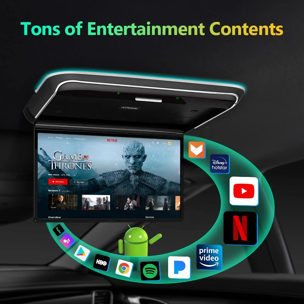 XTRONS 14インチAndroidルーフフリップダウンLCDモニター 車載