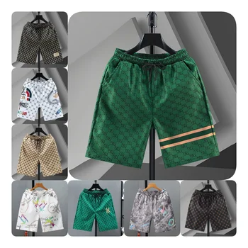 Polyester Sports Shorts with Pockets Printing Drawstring Gym Breathable Summer Men's Shorts