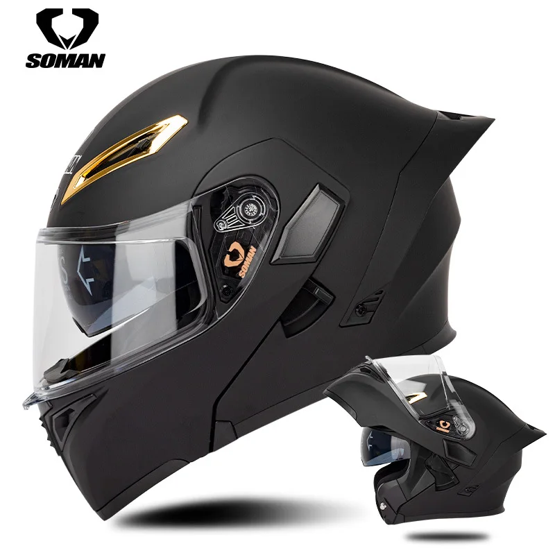 Big Tail Colorful Visor Monster Motorcycle Helmet Men's and Women's Double Lens Flip up Helmet Four Seasons Riding