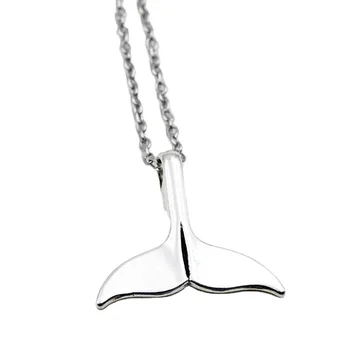 1pcs Fashion Tibetan Silver Whale Tail Charm Pendant Necklace With Black Wax Cotton Cord Necklace Adjustable Handmade Jewelry