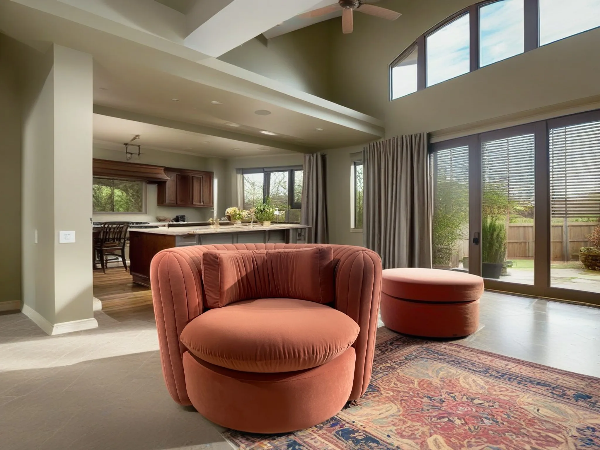 Nordic Latest Design Single Sofa Design Small Velvet Boucle Armchair Upholstered Round Swivel Armchair