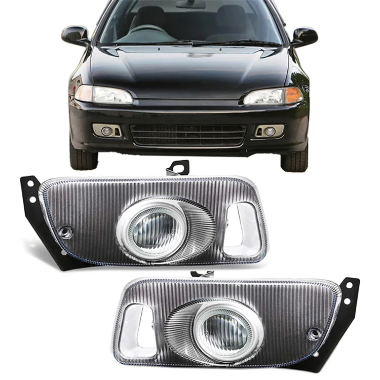 Front Fog Light Cover Set For 2012 Honda Civic Sedan – Driver & Passenger Side, Black Textured Plastic