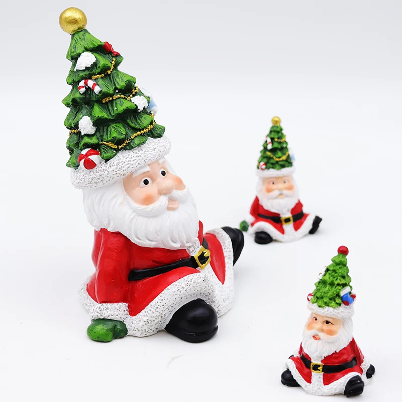Christmas statue decor cute resin Santa Claus seated figurine