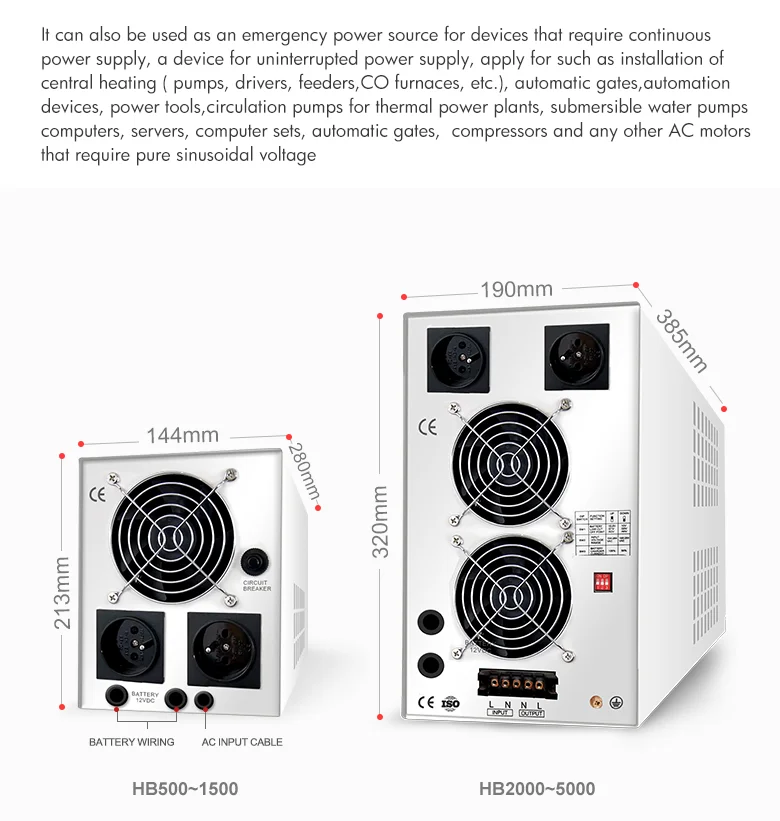 500va 800va 1000va 1500va AVR Function 110VAC 220VAC DC to AC Pure Sine Wave Home Power Inverter Converters with UPS Mode