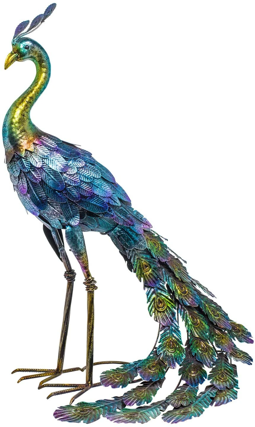 Outdoor Metal Peacock   Animal Stake Statue and Sculpture Outdoor   Figurines Lawn   As picture showed