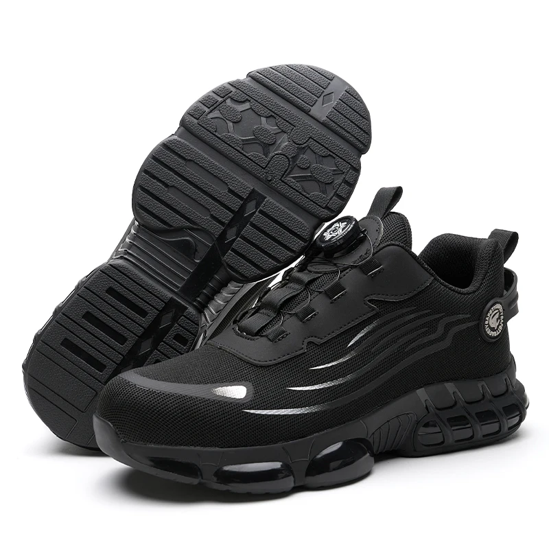 ZG 918 Sports Style Safety Work Shoes - Black & Rotating Button