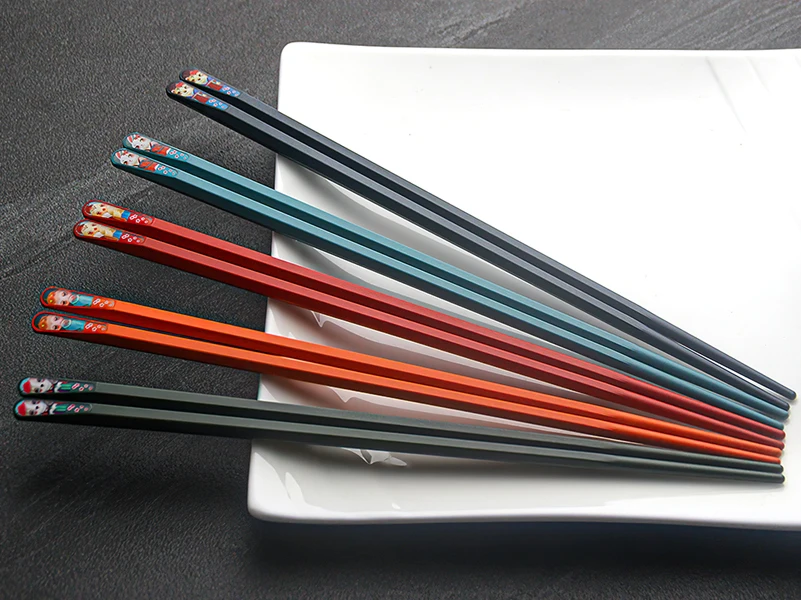 Custom Pet Fiberglass Alloy Chopsticks Reusable Japanese Sushi Chop Stick Colorful Cherry