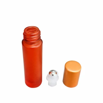 OEM ODM Factory Customized High-quality Orange Frosted Roll on Glass Bottle With clear Plastic Brackets