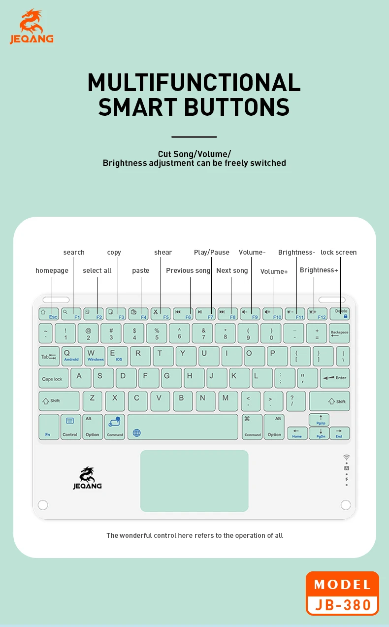JEQANG JB-380 BT Keyboard with Touchpad Type C Charging Compatible with 3 Systems New Laptop Keyboard