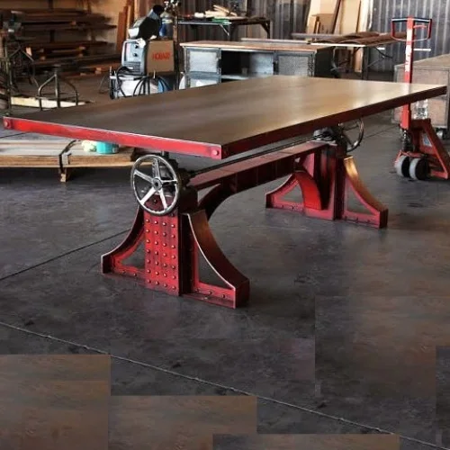 
Red Industrial Crank Table 