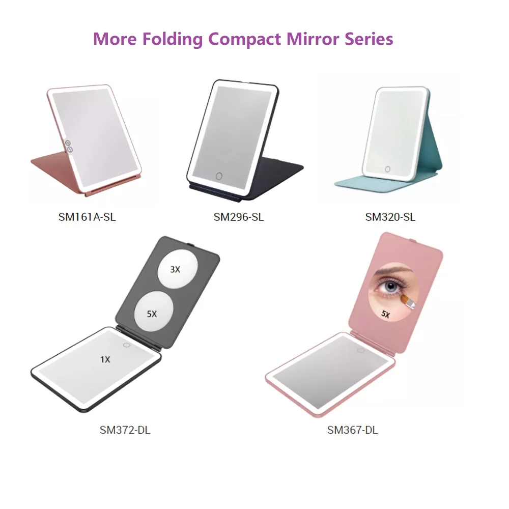 Hot Sale Travel Ipad Makeup Mirror Square Folding Led Lighted Make Up
