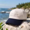 Navy blue beige logo