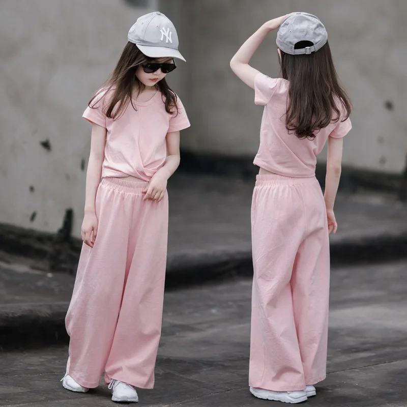 Conjuntos De Ropa Para Niñas Grandes,Tops Cortos De Manga Corta Y  Pantalones Largos,Conjunto Holgado De Color Sólido Para Verano,2021 - Buy  Los Niños De Las Muchachas Del Bebé Conjuntos De Ropa,Gran Chica