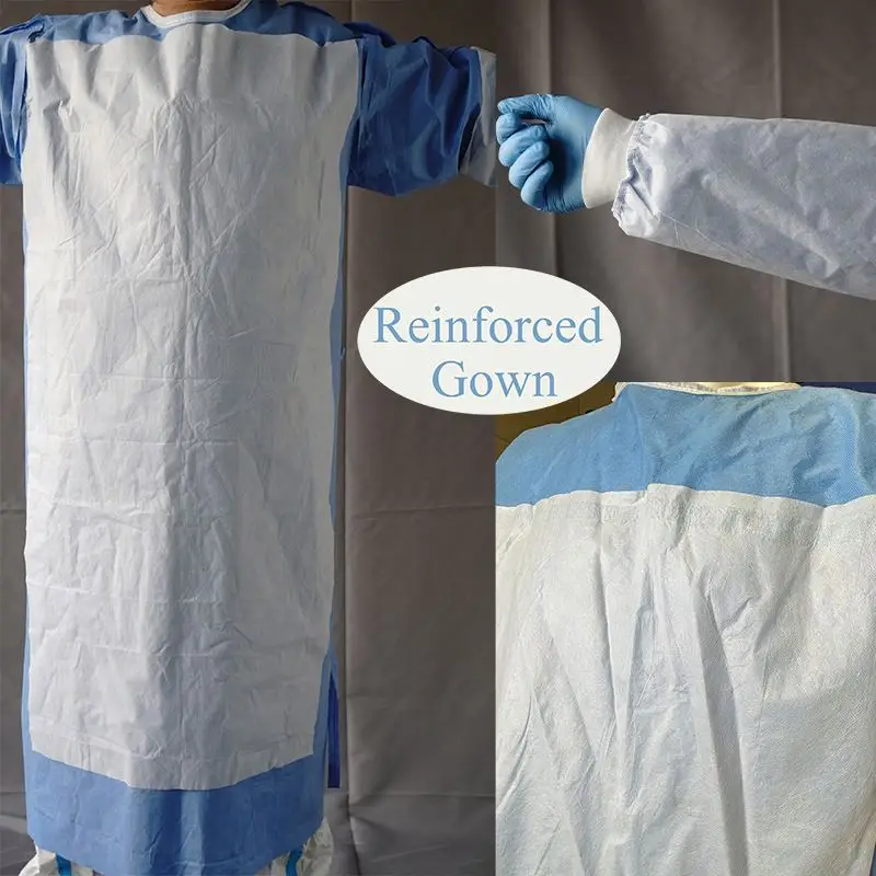 Biodegradable Customized Professional High Quality  Disposable Cpe Gown With Thumb Loop Medical Suite Disposable Coverall