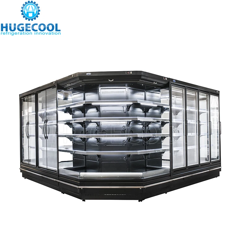 スーパーマーケットマルチデッキ冷蔵庫ショーケースディスプレイ冷蔵庫