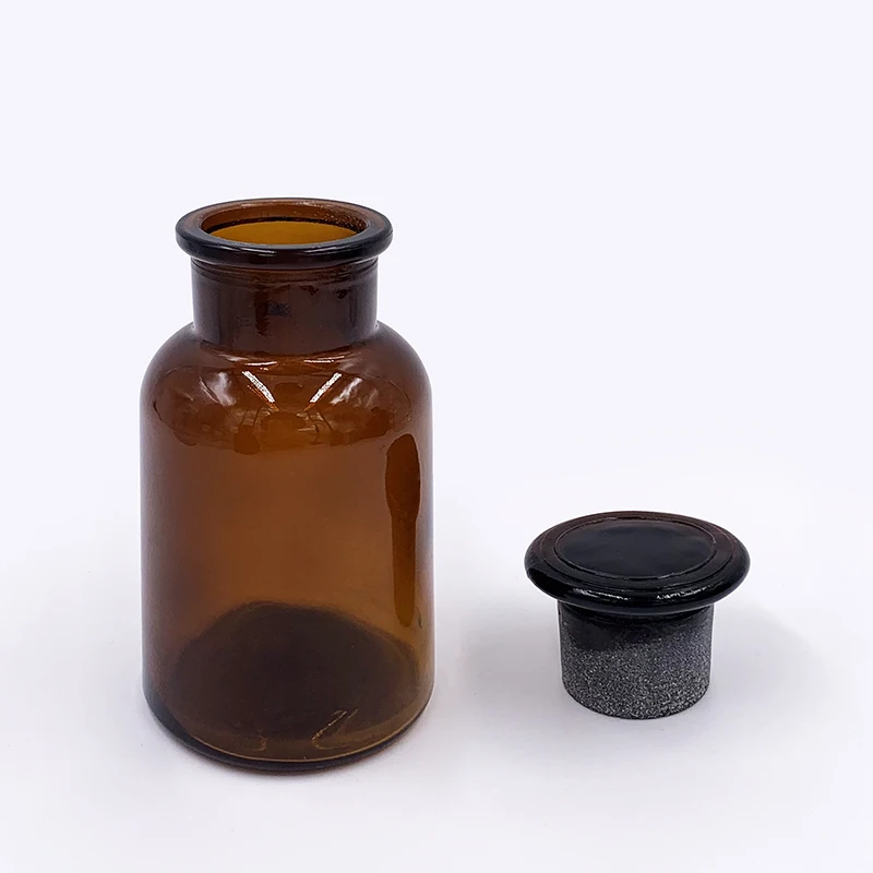60ml 125ml 250ml 500ml 1000ml Wide Mouth Amber Apothecary Reagent Glass ...