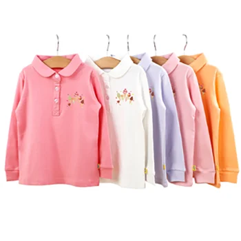 Рубашка-поло для девочек Универсальная футболка с длинным рукавом Осень 2022 одежда тонкая футболка для девочек детская хлопковая рубашка-поло Универсальная