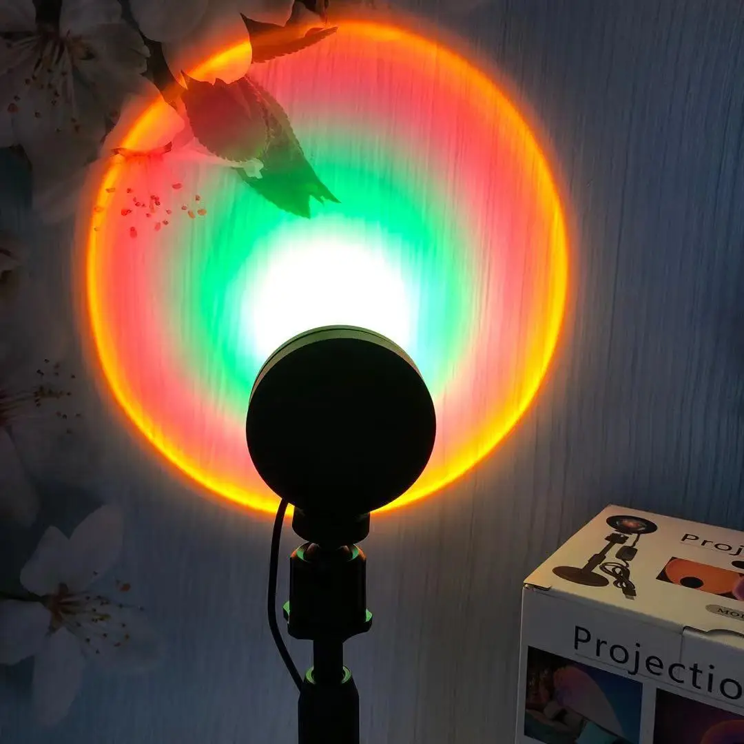 Usb Sunset Projector Lamp 16 Colors Rgb Atmosphere Home Cafe Night Light Table Lamp Colorful