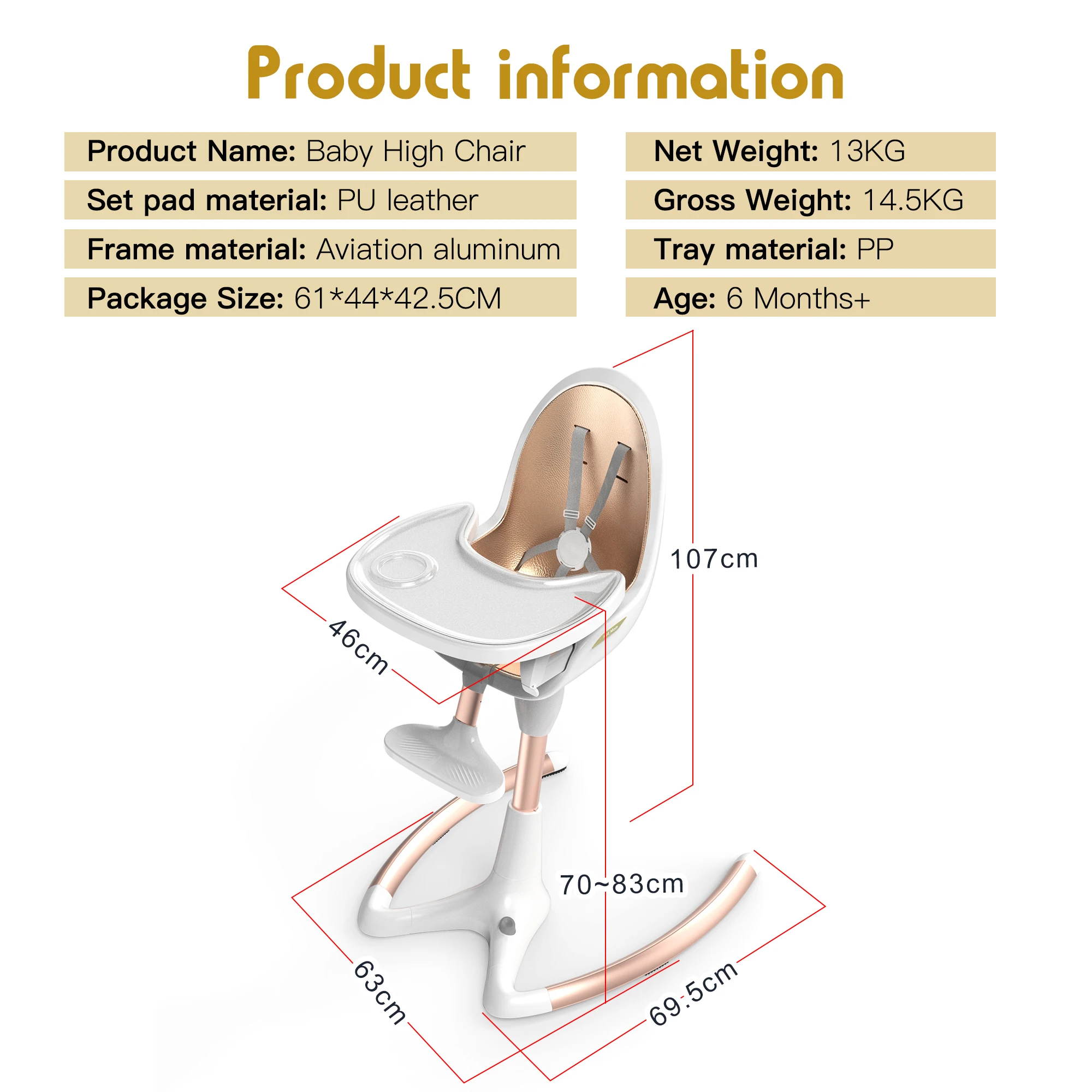 Factory Produces Adjustable Height Baby And Children's Dining Chairs