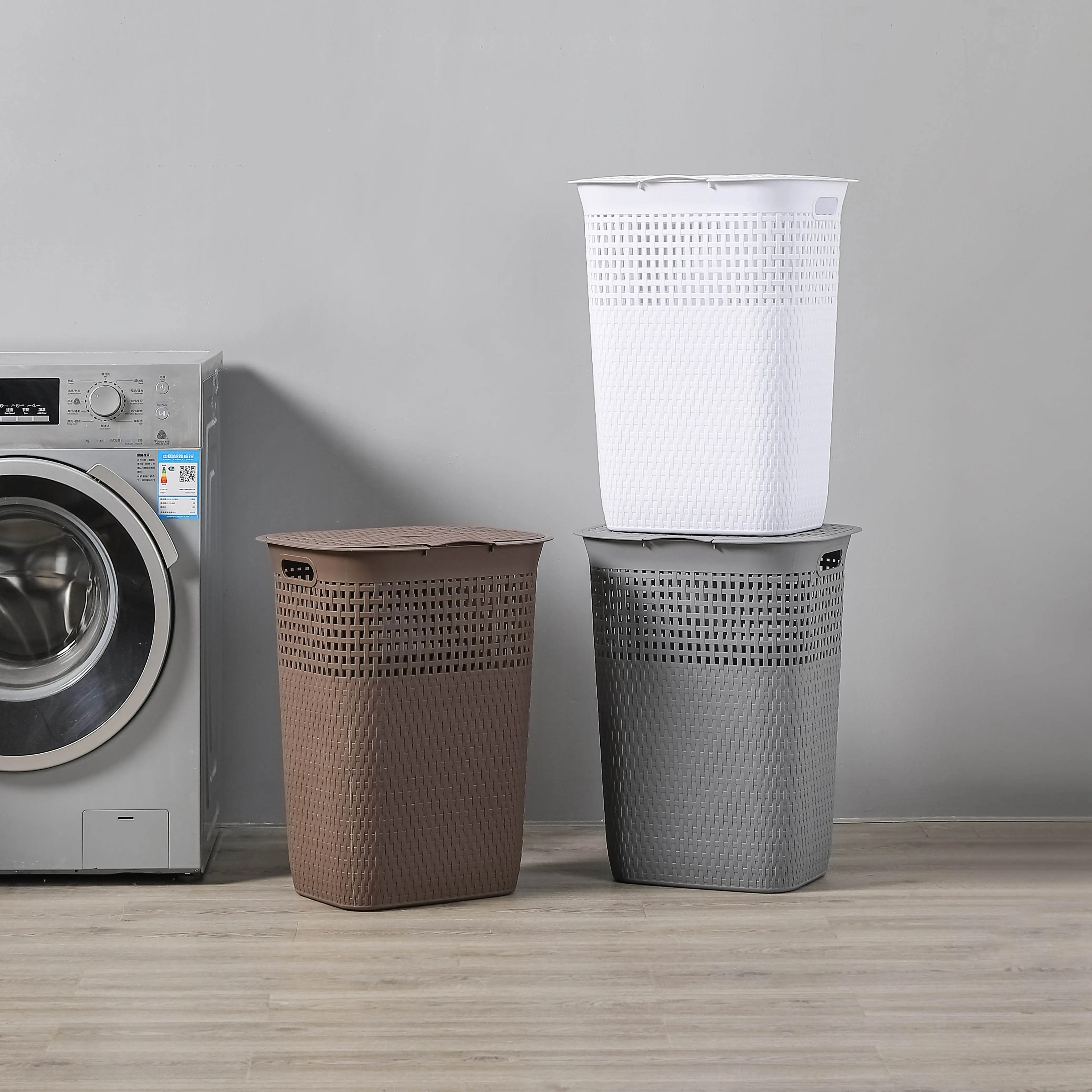 Fashion Plastic Dirty Clothes Basket for Home Bathroom Corner Laundry Basket Hamper Baskets