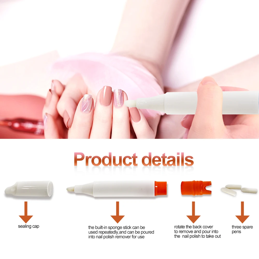 Best selling Empty Remover Pen with 3 Replacement tips Nail gel correction remover pen
