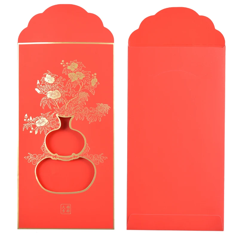 2022 китайский новогодний конверт на заказ, красный конверт с горячим тиснением, конверты с красной фольгой
