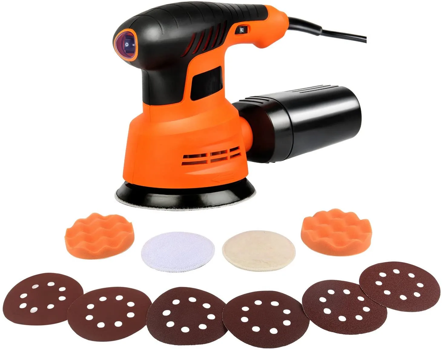 Random Orbit Sander 5 Inch Variable Speed 2.4a Electric Orbital