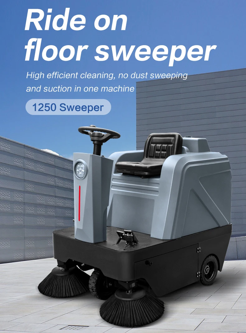 Anrunto Electric Battery Ride On Road Vacuum Sweeper Street Cleaning Floor Sweeper Machine