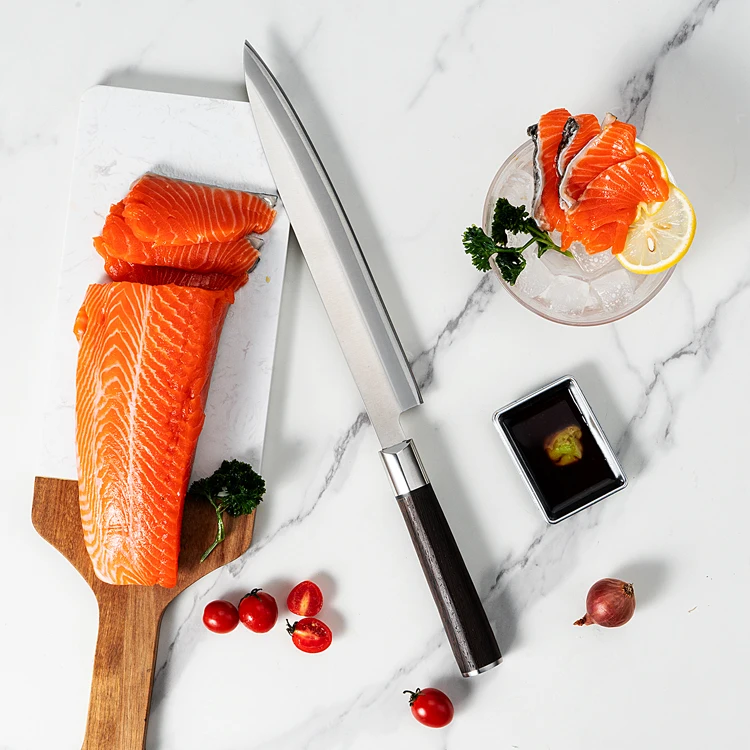 Japanese 210mm Slicing Sashimi Knife 5cr15 Sakimaru Sushi Knives Stainless Steel Sushi Knife With Wenge Wood Handle