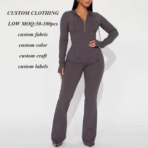 Wholesale High Stretch Slim Fit 2 Piece Set Women Tracksuit Sportswear Custom Logo Women Fitted Outfits Sets Blank Jogger Sets