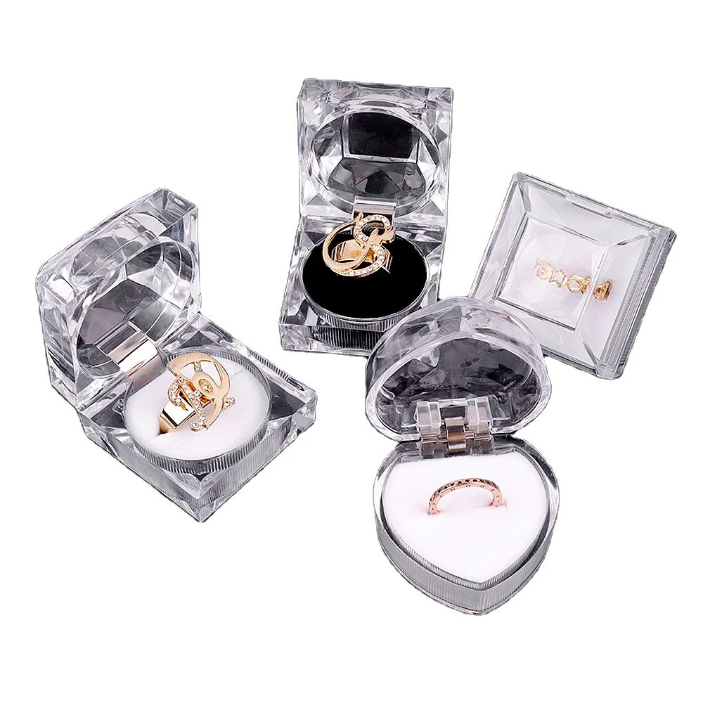 Manufacturers Clear Plastic Acrylic Transparent Jewelry Box Engagement  Jewelry Packing Ring Bracelet Box - Main Image