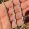 925 silver white+pink 4mm