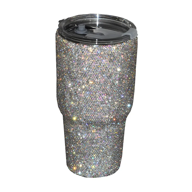 Wholesale Diamondencrusted Stainless Steel Thermos Coffee Cup Tea Tumblers Cups With Lids Buy