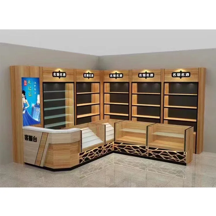 Manufacturers Wooden Large Service Desk Supermarket Cashier Cigarette