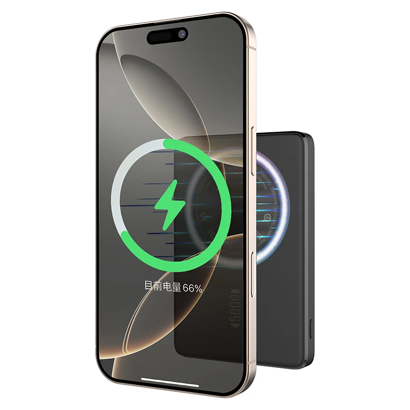 PD3.0 20W Fast Charging Magnetic Power Bank 5000mAh Ultra-thin Portable 15W Wireless Charging Portable Charger Black White PB217