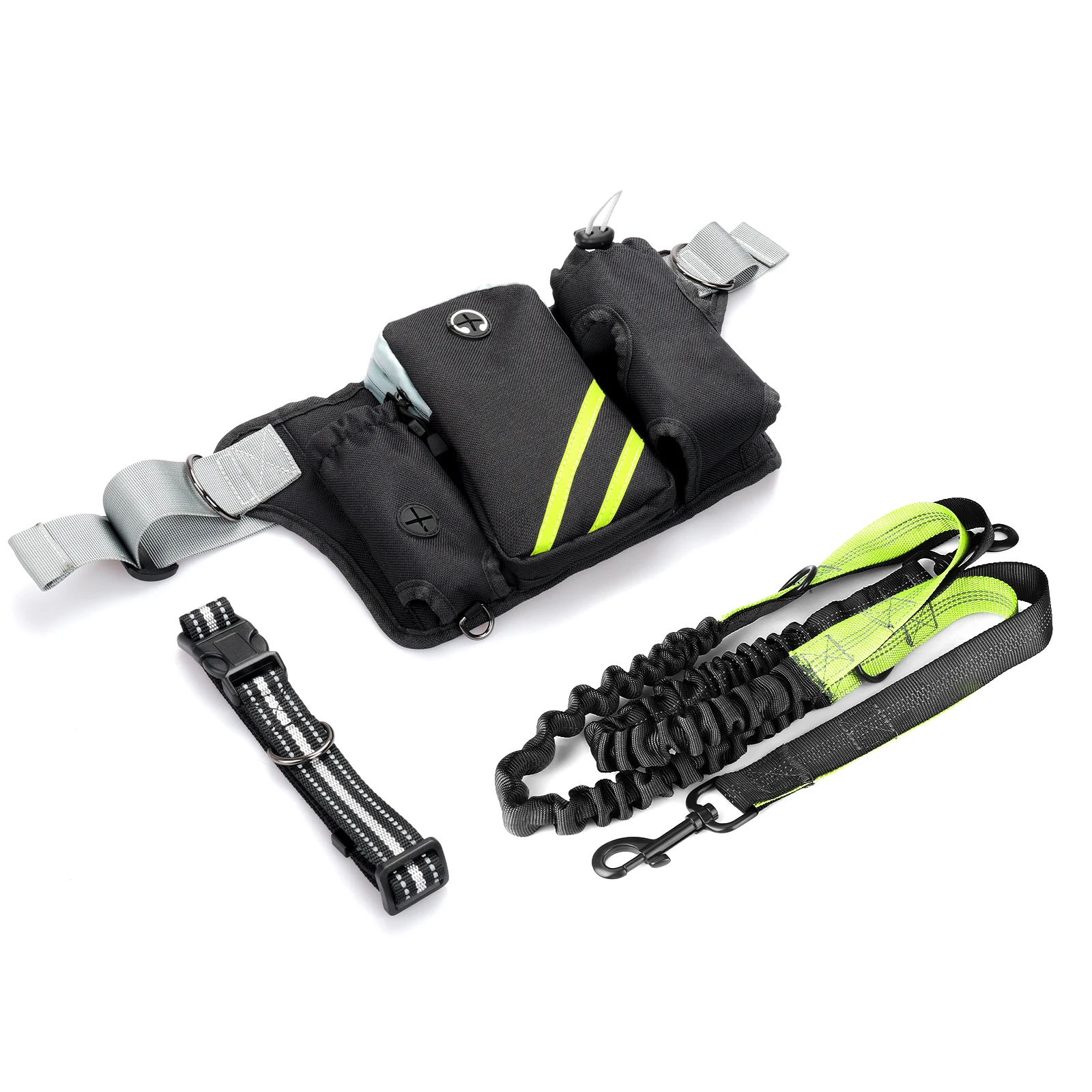 Hands Free Dog Leash Pouch With Adjustable Waist Belt For Running