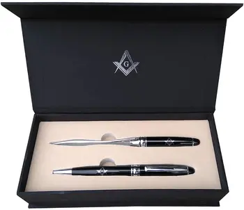 Free Customization Classy Gift Set Masonic Metal Ball Pen with Letter Opener pen gift set combo in a Gift Box